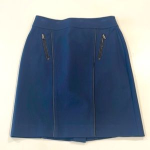 EUC Ann Taylor blue skirt with leather accents.
